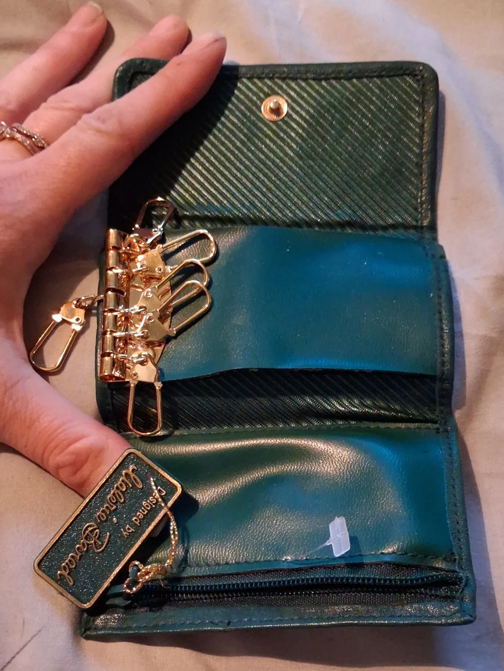 Textured Teal Women's Wallet - Elegant Patchwork Design